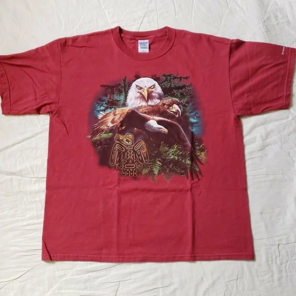Vintage Men's Burgundy Canada Graphic Eagle T-Shirt - XL - Picture 2 of 5